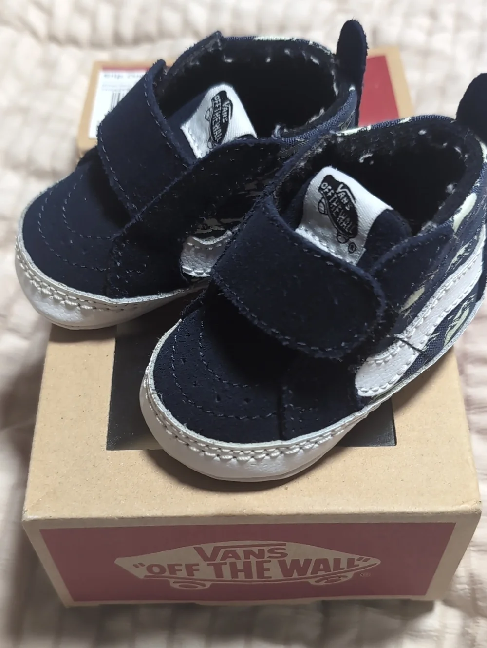 Vans Navy and White Infant Velcro Skate Shoes